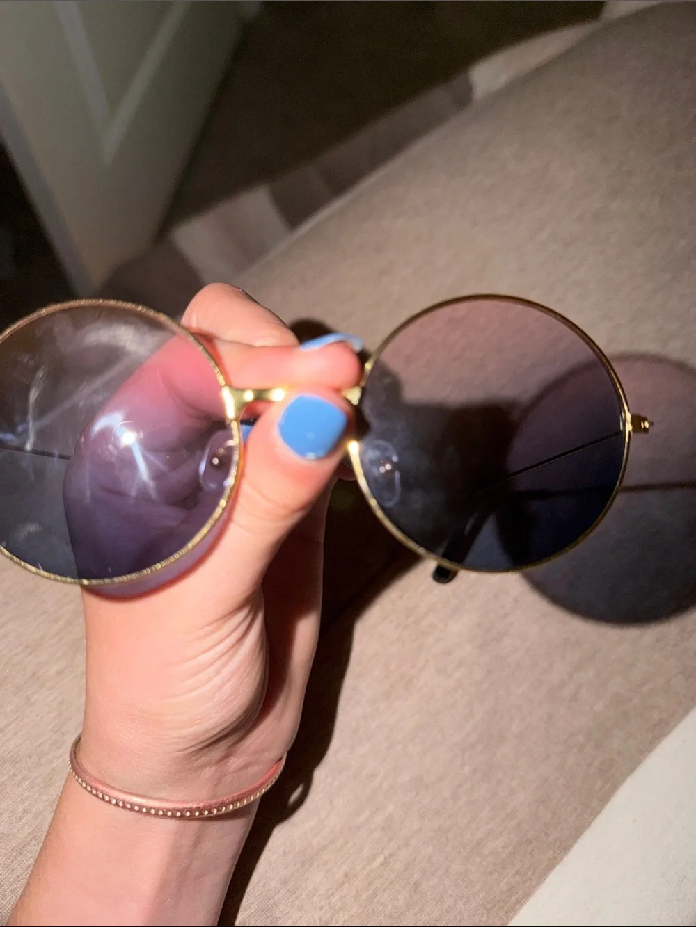 Target Gold Frame Sunglasses with Gradient Purple Lenses